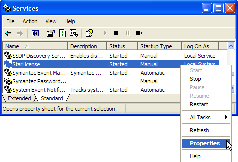 Windows Services control panel