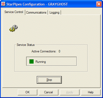 StarPipes Configuration Service Control tab