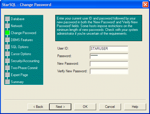 Change Password dialog